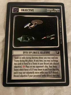 Star Trek CCG 1E Tournament Deck OPEN DIPLOMATIC RELATIONS Promo Card NM - Image 1