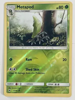 Metapod 2/147 Burning Shadows Reverse Holo Uncommon Pokemon Card NEAR MINT - Image 1