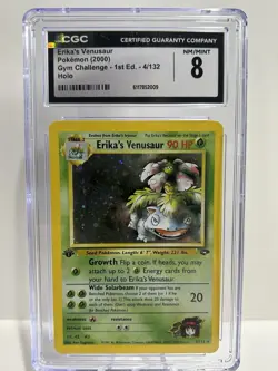 Erika's Venusaur Holo - 1st Edition Gym Challenge - CGC 8 Pokemon Card SWIRL 🌀 - Image 1