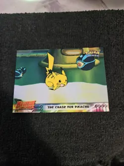 The Chase for Pikachu Mewtwo Strikes Back Topps 1999 Pokemon Card Blue Label - Image 1