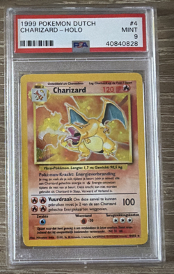 Pokemon Charizard Holo Base Set Unlimited Card 4/102 1999 DUTCH PSA 9 - Image 1