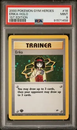 PSA 9 - 2000 Pokemon Gym Heroes 1st Edition ERIKA HOLO #16 (1458) - Image 1