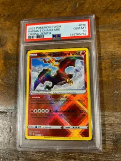 POKEMON 2023 Crown Zenith RADIANT CHARIZARD #020 PSA 10 Gem Mint RARE - Image 1