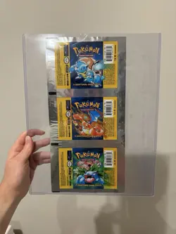 Base Set UNCUT Booster Pack WRAPPER (Charizard Blastoise Venusaur Trio) Pokemon - Image 1