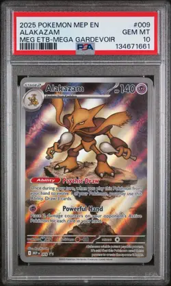 2025 POKEMON MEP EN-ME BLACK STAR PROMO #009 ALAKAZAM MEGA PSA 10 - Image 1