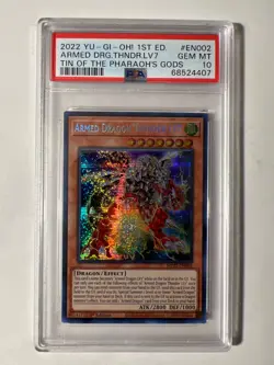 PSA 10 Yugioh! Armed Dragon Thunder LV7 MP22-EN002 Prismatic Secret Rare 1st Ed - Image 1