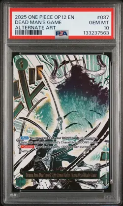 2025 ONE PIECE OP12-037 LEGACY OF THE MASTER DEAD MAN'S GAME ALT ART PSA 10 - Image 1