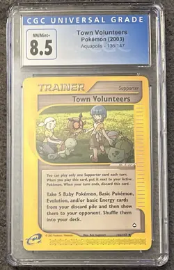 CGC 8.5 Town Volunteers 136/147 Aquapolis Pokemon Card - Image 1