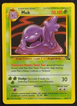 Muk 28/62 Non Holo Fossil Pokemon Card - Image 1