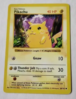 Pokemon Card Pikachu 58/102 Base Set Shadowless Yellow Cheeks LP - Image 1