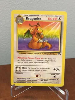 Dragonite Pokemon TCG Fossil Set Card 19/62 Non Holo MP - Image 1