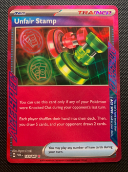 Unfair Stamp 165/167 - Ace Spec Rare Holo - Twilight Masquerade Pokemon TCG NM - Image 1