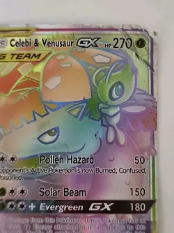 Pokemon Celebi & Venusaur GX SM Team Up 182/181 Secret Rare -Heavily Damaged - Image 4