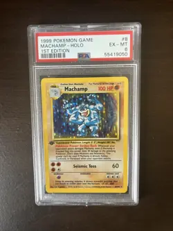 1999 Pokemon Base Set Holo 1st Edition Machamp #8 PSA 6 - Image 1