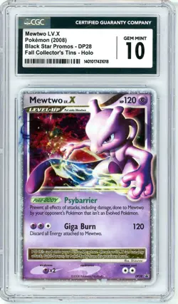 Pokemon Mewtwo LV. X #DP28 Diamond and Pearl Promo Tin CGC 10 Gem Mint POP 1 - Image 1