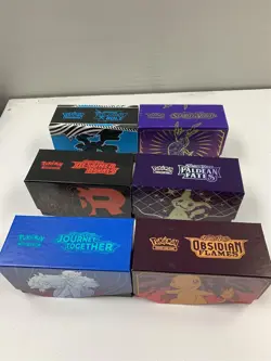 Lot of 6 Empty Pokemon ETB Boxes Scarlet & Violet Paldean Fates Obsidian Flames - Image 1