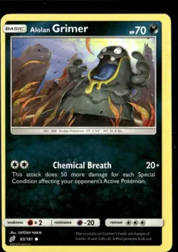 Pokemon Alolan Grimer 83/181 Miscut ERROR Team up Non Holo Common - Image 1