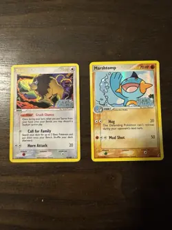 Pokemon EX Crystal Guardians Reverse Stamps Tauros 12/100 and Marshtomp 38/100 - Image 1