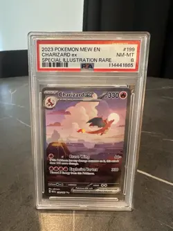 2023 Pokemon Charizard ex 199/165 Special Illustration Rare Holo PSA 8 - Image 1