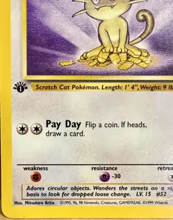 Meowth 56/64 Jungle Set 1st Edition 1999 Vintage Pokemon TCG - Image 3