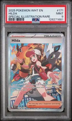 PSA 9 2025 POKEMON WHT EN-WHITE FLARE #171 HILDA SPECIAL ILLUSTRATION RARE - Image 1