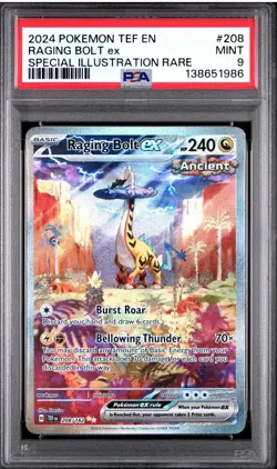 PSA 9 Mint Pokemon Temporal Forces Raging Bolt Ex Special Illustration Rare #208 - Image 1