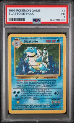 1999 POKEMON BASE SET UNLIMITED #2 BLASTOISE-HOLO PSA 1 - Image 1