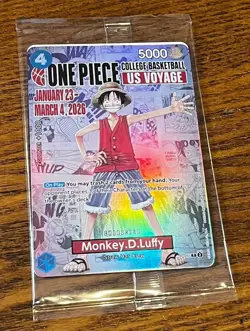 One Piece Monkey D. Luffy US Voyage College Basketball Promo Card - Image 1