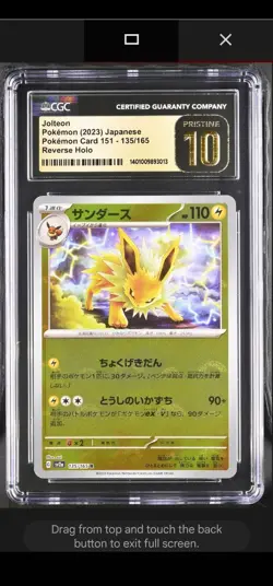 Pokemon 2023 Japanese 151 Jolteon Holo Card #135/165 CGC 10 Prestine - Image 1