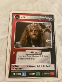 Star Trek CCG 1E WB94 Alpha KURN Rare Card NEVER PLAYED - Image 1