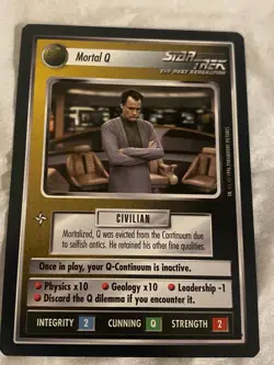 Star Trek CCG 1E Q-Cont MORTAL Q RARE Card NEVER PLAYED - Image 1