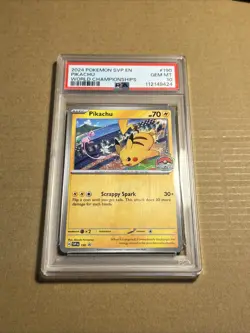 Pokemon Pikachu SVP en 190 Black Star Promo Card 2024 World Championships PSA 10 - Image 1