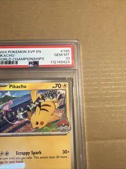 Pokemon Pikachu SVP en 190 Black Star Promo Card 2024 World Championships PSA 10 - Image 4