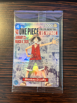 One Piece Monkey.D.Luffy College Basketball US Voyage Card *SEALED - Image 1