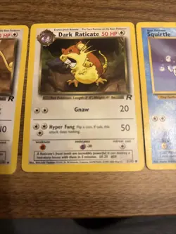 team rockets pokemon cards lot Eevee, Dark Persian, Dark Raticate, Squirtle - Image 3