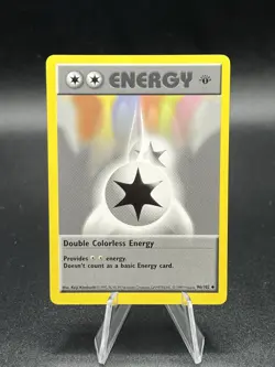 Pokemon 1st Edition Shadowless Double Colorless Energy 96/102 Base LP+/NM WC1 - Image 1