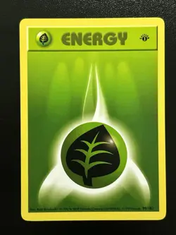 GRASS ENERGY Pokemon Card WOTC 1st Edition Base Set Shadowless 99/102 NM (C) - Image 1