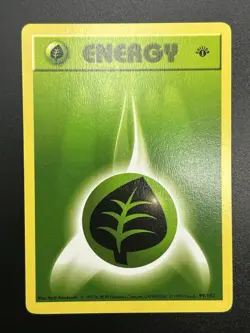 GRASS ENERGY Pokemon Card WOTC 1st Edition Base Set Shadowless 99/102 NM (C) - Image 2