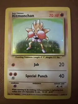 Pokemon TCG Hitmonchan Base Set 7/102 Holo 1999-2000 Wizards Base Set Holo - Image 1