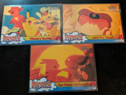 1999 Pokemon Topps Pikachu Vacation Movie Animation 3 Card Blue Logo - Image 1