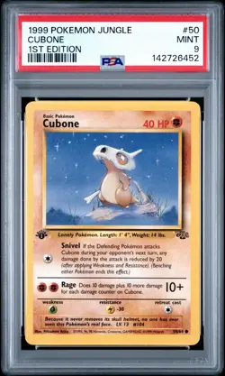 Cubone 1999 Pokemon Jungle 1st Edition 50/64 PSA MINT 9 - Image 1