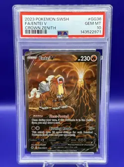 Pokemon Sword & Shield Crown Zenith Entei V Full Art GG36 PSA 10 - Image 1