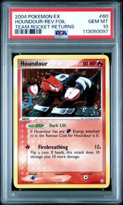 POKEMON EX TEAM ROCKET RETURNS HOUNDOUR #60 REVERSE PSA 10 GEM MINT #113050097 - Image 1
