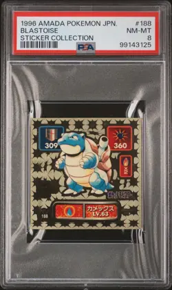 1996 AMADA POKEMON JAPANESE 188 BLASTOISE PSA 8 STICKER COLLECTION - Image 1