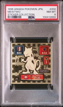 1996 AMADA POKEMON JPN STICKER COLL #202 MEWTWO PSA 8 - Image 1