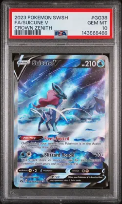 2023 POKEMON SWORD & SHIELD CROWN ZENITH #GG38 FULL ART/SUICUNE V PSA 10 - Image 1