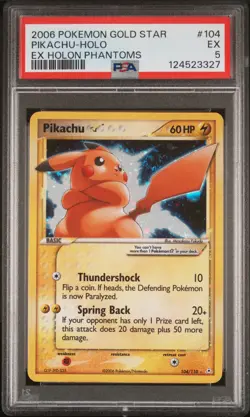 2006 POKEMON EX HOLON PHANTOMS GOLD STAR #104 PIKACHU-HOLO PSA 5 - Image 1