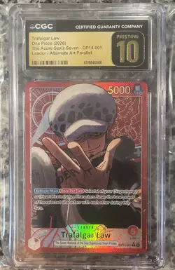 Trafalgar Law One Piece (2026) The Azure Sea’s OP14-001 Leader CGC Pristine 10 - Image 1