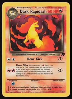 Pokemon Vintage Dark Rapidash 44/82 Team Rocket Non-Holo - HP / DMG - Image 1