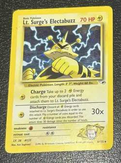 Pokemon Gym Heroes Lt. Surge's Electabuzz Lvl.28 And Lvl.22, Holo + Non Holo MP - Image 3